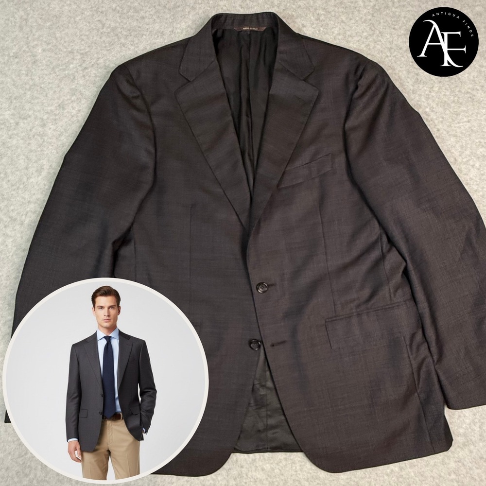 Canali Mens Wool Blazer Sport‎ Coat Brown Made in Italy Size 54R L 15280/50